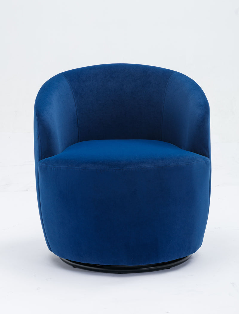 Velvet Fabric Swivel Accent Armchair Barrel Chair With Powder Coating Metal Ring