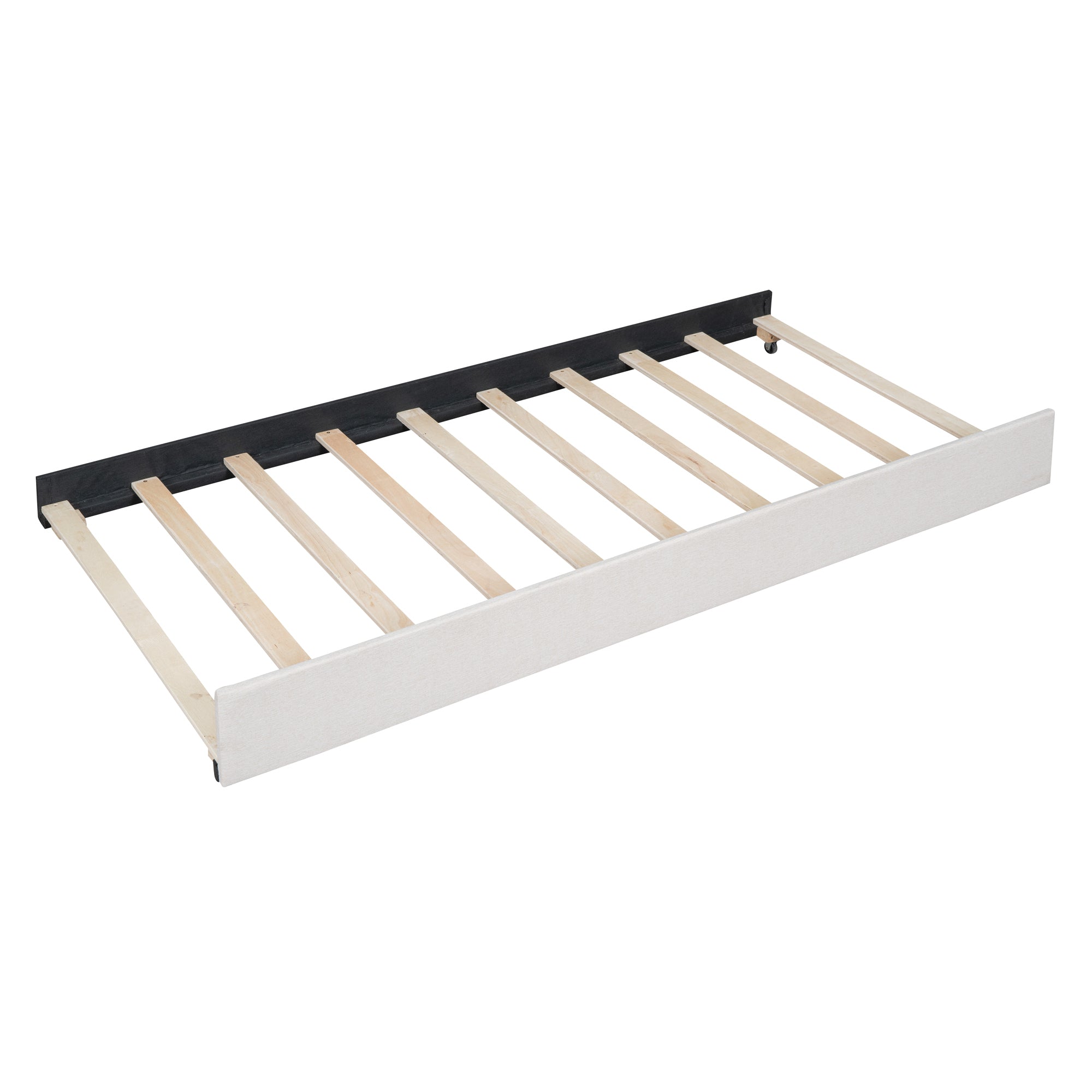 Queen Size Upholstered Platform Bed with 2 Drawers and 1 Twin XL Trundle, Classic Headboard Design, Beige - Atlantic Fine Furniture Melbourne FL