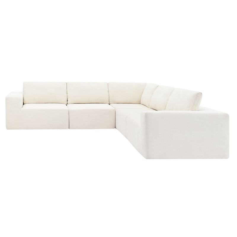 Modular Sectional With Wide Seat Free Combination L Shaped Couch Set Cloud Upholstered Minimalist Boneless Sofa