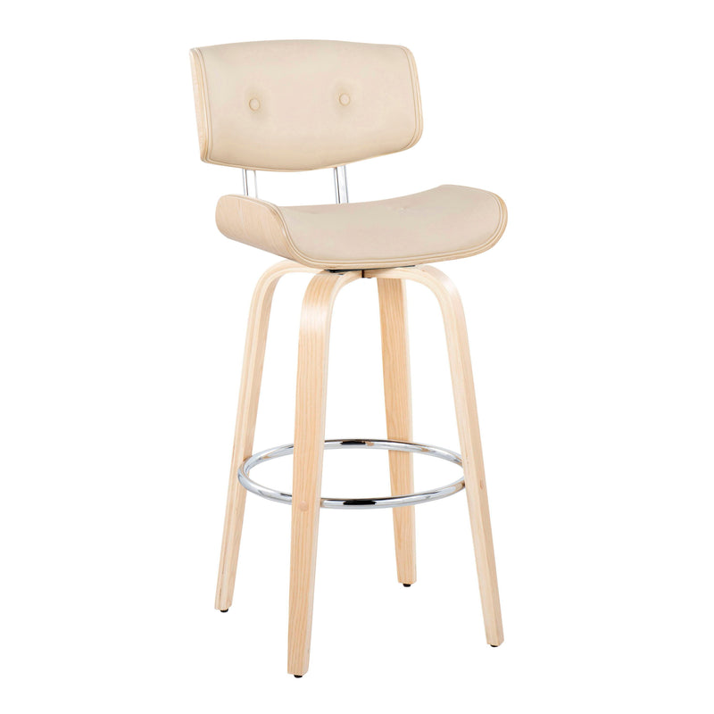 Lombardi - Mid Century Modern Fixed Height Barstool With Swivel With Round Footrest (Set of 2)