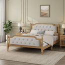 Traditional Style Solid Bed Frame With Upholstered Tufted Headboard, No Box Spring Needed