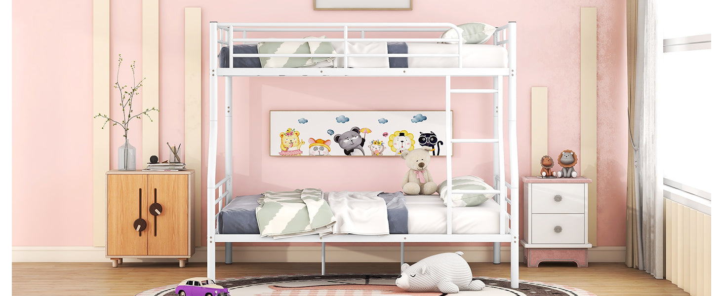 Full XL Over Queen Metal Bunk Bed, White - Atlantic Fine Furniture Melbourne FL