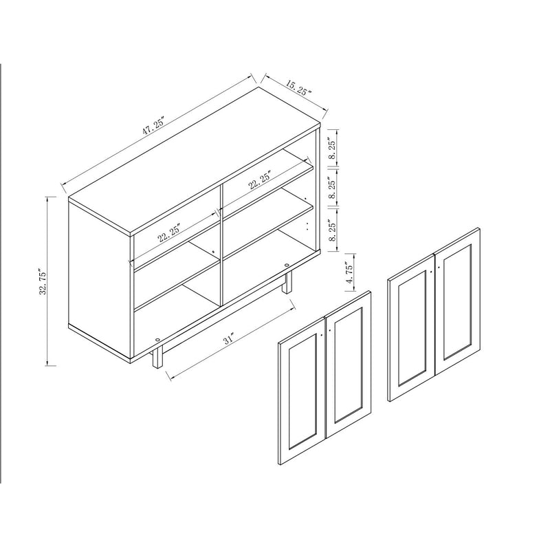 Buffet Four Door With Six Shelves - Gray