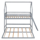 Twin Over Twin-Twin House Bunk Bed with Extending Trundle and Ladder