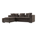 Modern L Shaped Sectional Sofa With Chenille Upholstery And Wooden Storage