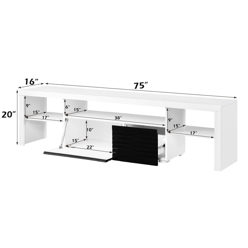 Buck II - TV Stand - White & Black High Gloss Finish