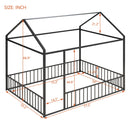 Metal Bed House Bed Frame With Fence