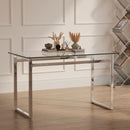 Modern Minimalist Rectangular Dining Table With Tempered Glass Top