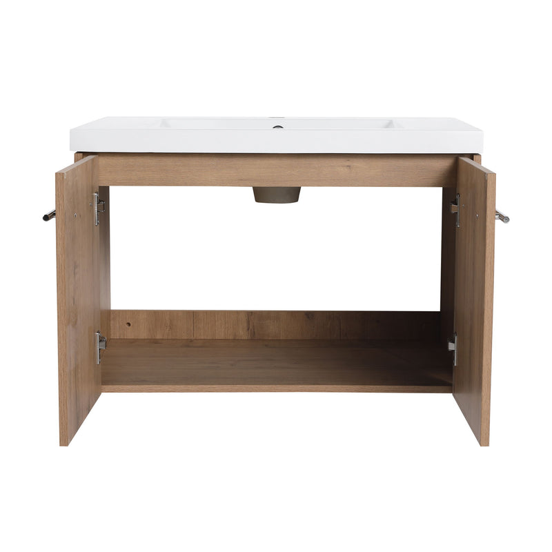 Modern Floating Bathroom Vanity With Resin Sink, Soft Close Doors