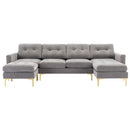 Modern L - Shape Convertible Sectional Sofa With Movable Ottoman