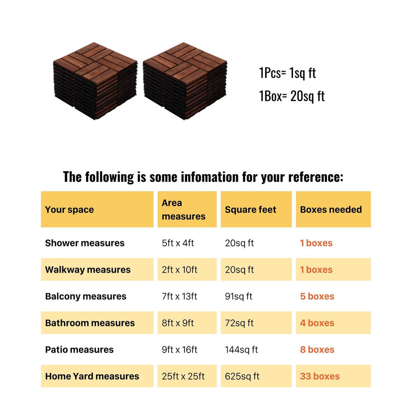 Acacia Wood Interlocking Deck Tiles Checker Pattern For Outdoor Flooring