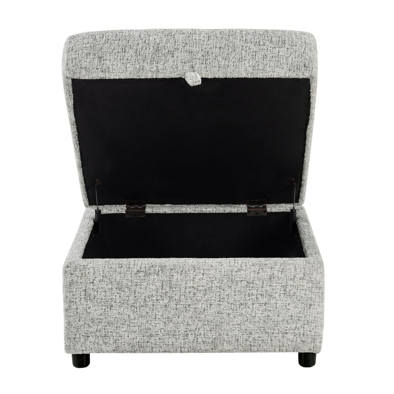 Emiliano - Sectional Sofa With 3 Pillows And Storage Ottoman - Nickel