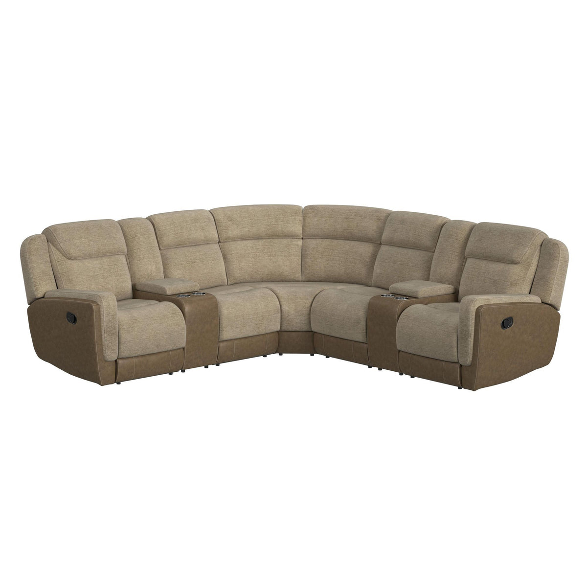 Hornet 3 Piece Sectional Set With Console And 2 Recliners in Gray by Elements International, view 6