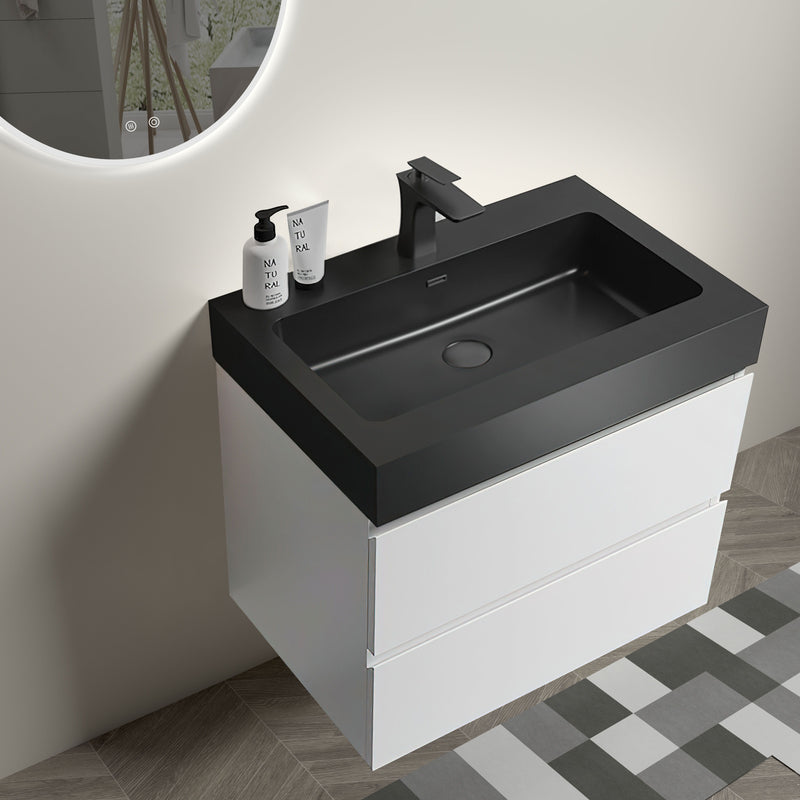 Alice - Bathroom Vanity With Large Storage, Sink Wall Mounted Floating Bathroom Vanity For Modern Bathroom, One-Piece Sink Basin Without Drain And Faucet