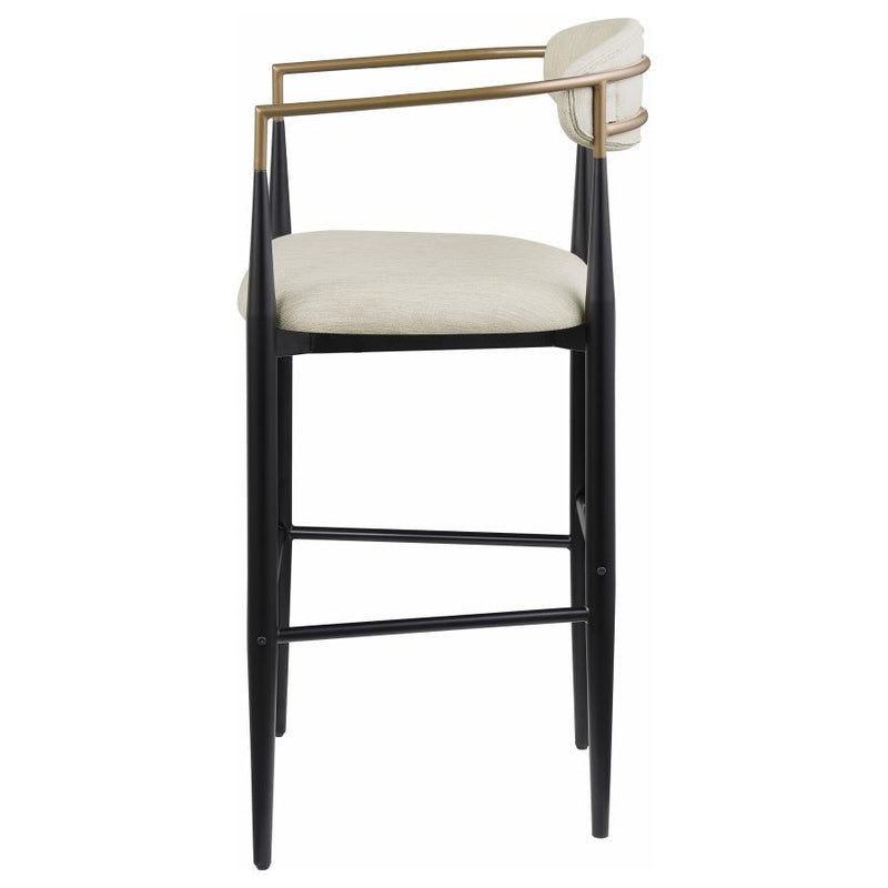 Tina - Metal Pub Height Bar Stool With Upholstered Back And Seat (Set of 2)