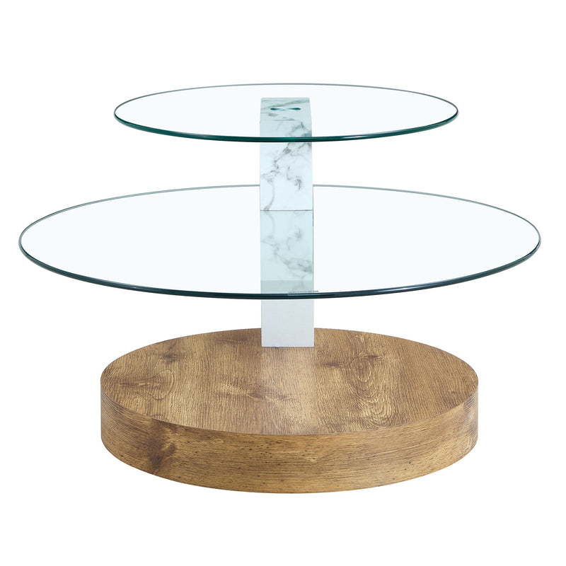 Contemporary Artistic Double Layer Coffee Table,Tempered Glass Top