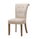 Roll Back Button Tufted Armless Dining Chairs (Set of 2) - Cream