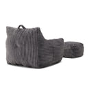 Giant Plush Bean Bag Chair With Armrests And Footstool