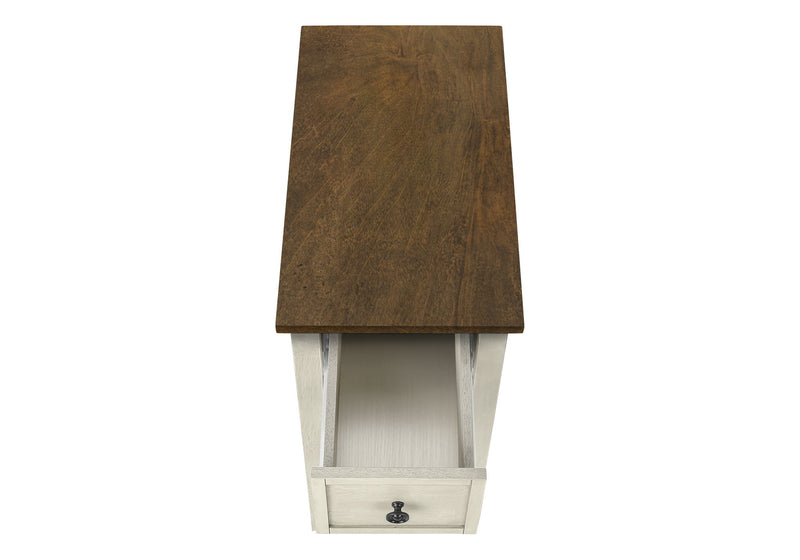 Accent End Table, 2 Tier, Narrow, Lamp, Storage Drawer, Charming Design