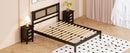 Full Size Wooden Platform Bed with Natural Rattan Headboard, Exquisite Elegance with Minimalist Charm for Bedroom, Black