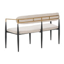 Modern Upholstered Loveseat Settee - Beige / Black / Gold