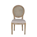 Elegant Dining Chair Set With Cane And Fabric Upholstery