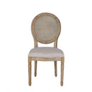 Elegant Dining Chair Set With Cane And Fabric Upholstery