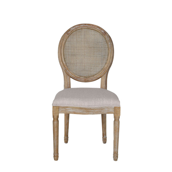 Elegant Dining Chair Set With Cane And Fabric Upholstery