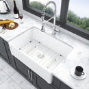 Sink 30" Apron Front Reversible Single Bowl Kitchen Sink & Grid And Strainer - White