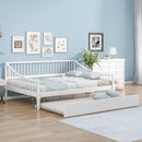 Full Size Daybed with Trundle and Support Legs, White