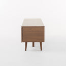 Modern TV Stand With Storage, Tempered Glass Shelf - Walnut