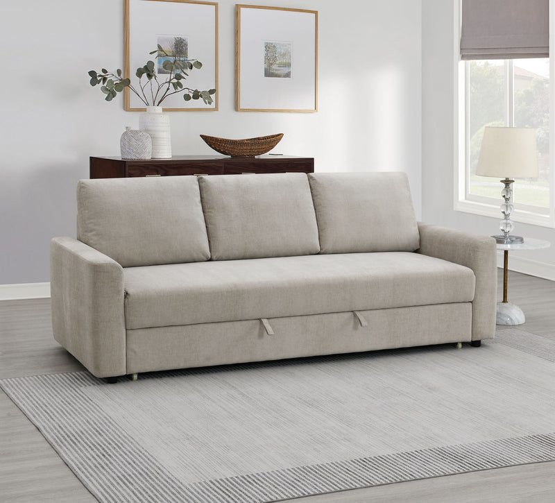 Leira - Linen Pull Out Sleeper Sofa - Beige