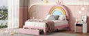 Upholstered Rainbow Design Bed, Velvet Princess Platform Bed With Storage Drawer