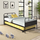 Twin Size Daybed Platform Bed Frame With Trundle Built In Casters - Black