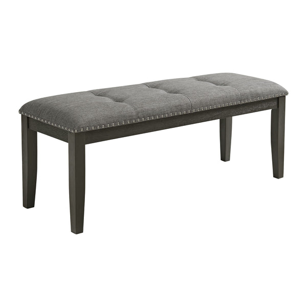 Everdeen - Bench with Grey Fabric and Nail Heads - Charcoal