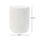 Outdoor Terrazzo Concrete Drum End Table, Living Room Accent Table - White Terrazzo