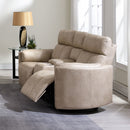 Elison - Motion Loveseat With Console - Dark Beige Polish Microfiber