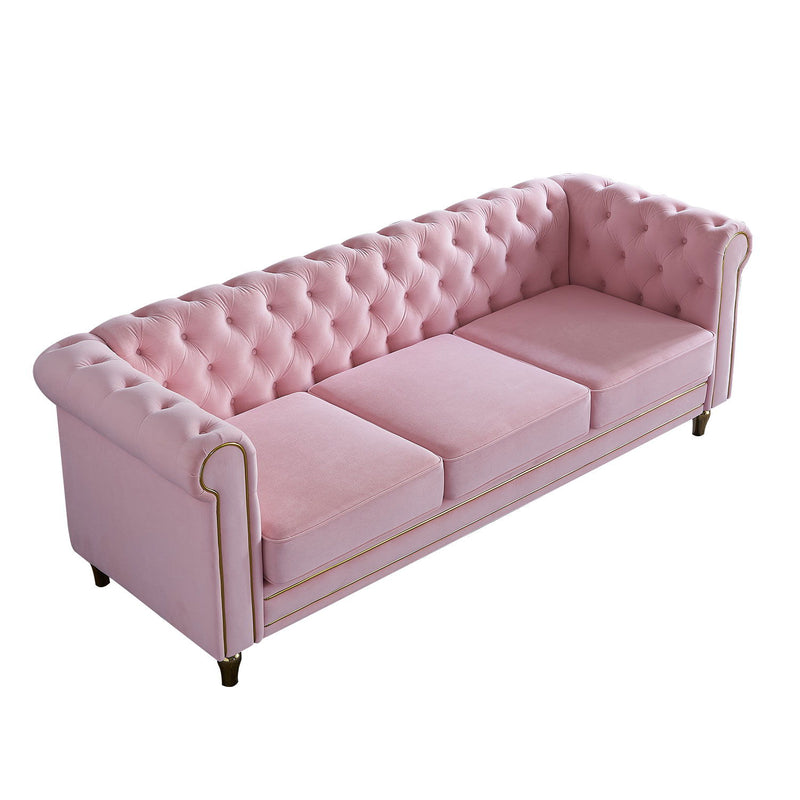 Chesterfield - Velvet Sofa 84.65" For Living Room