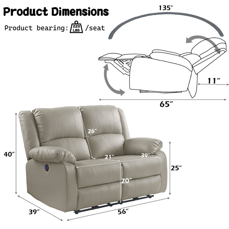 Zuriel - Power Motion Loveseat With USB - Beige