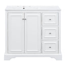Bathroom Vanity With Sink, Soft-Close Doors, Adjustable U-Shelf, 3 Drawers