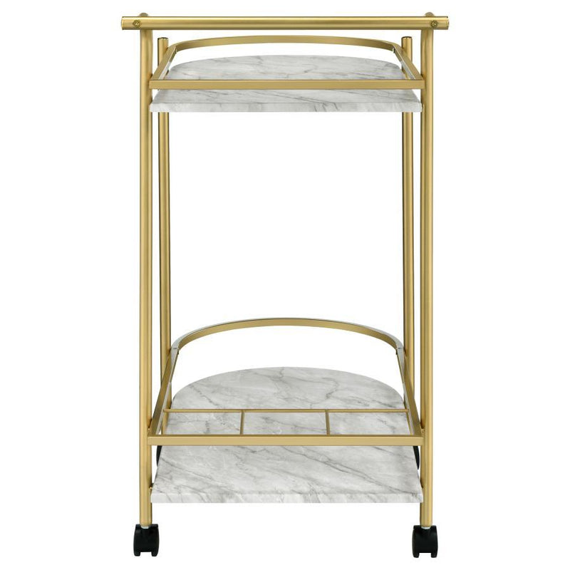 Desiree - 2-Tier Faux Marble Shelf Metal Bar Cart