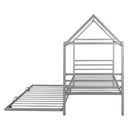 Twin Size Metal House Shape Platform Bed with Trundle,Silver
