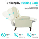 Push Back Recliner Chair Upholstered Recliner Armchair With Classic Wing Back And Solid Gourd-Shaped Legs