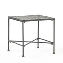 Outdoor Square Side Table With X Shaped Iron Frame - Black