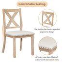 Topmax - 6 Piece Farmhouse Extendable Dining Table With Footrest, 4 Upholstered Dining Chairs And Dining Bench, Two 11" Removable Leaf