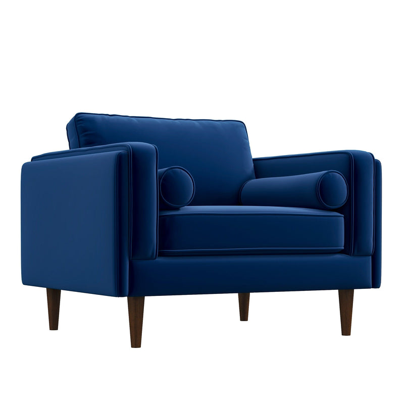 Amber - Lounge Chair Velvet - Brown / Navy Blue