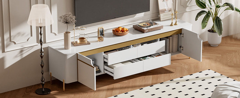 TV Stand For TVs Up To 80" With 4 Drawers And 2 Spacious Cabinets