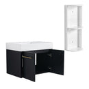Modern Wall Mounted Bathroom Vanity With Resin Sink And Storage Rack