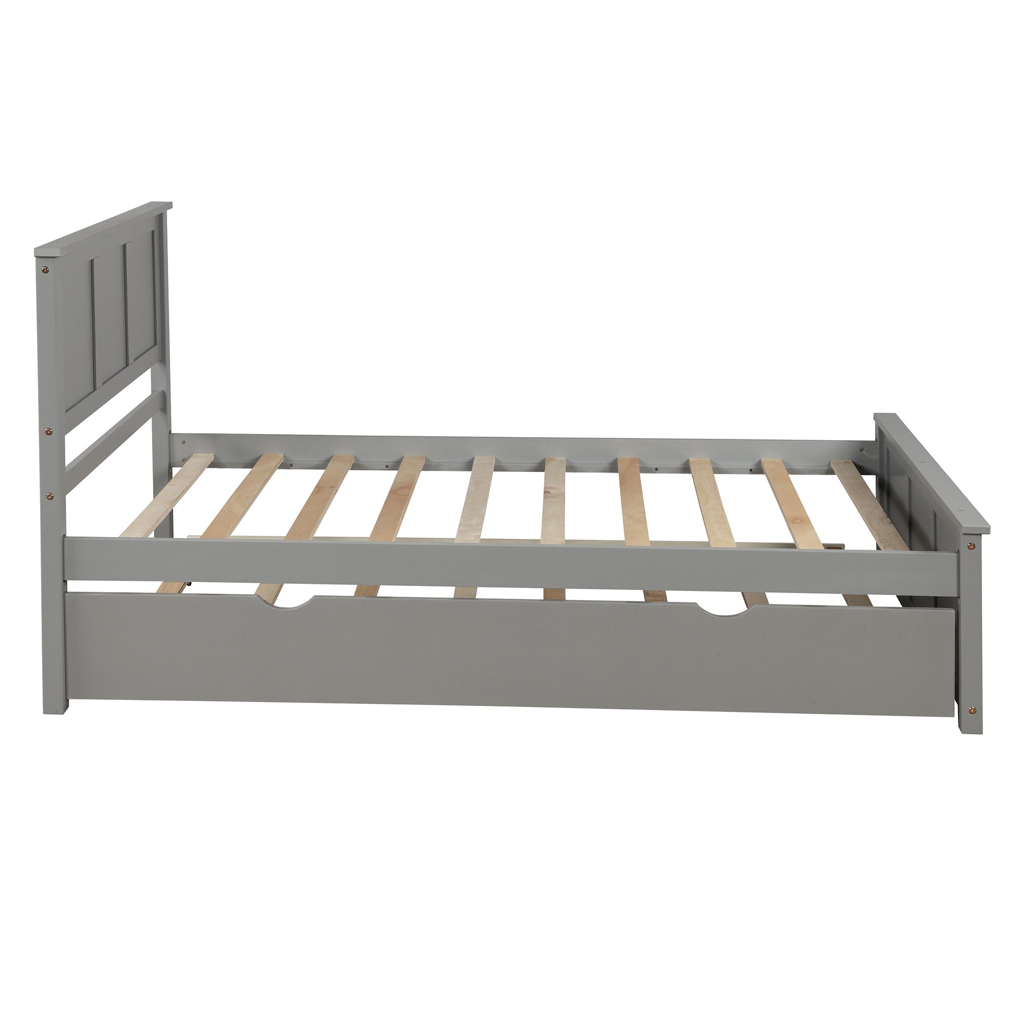 Platform Bed with Twin Size Trundle, Twin Size Frame, Gray - Atlantic Fine Furniture Melbourne FL