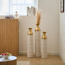 Floor Metal Vases Decorated White Metal Vases (Set of 3) Gorgeous Home Decoration Large Glazed Metal Vases - White